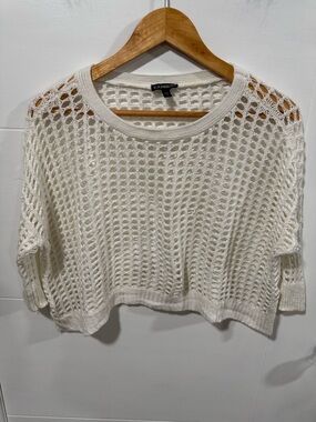 Express Ivory Open-Knit Cropped Sweater